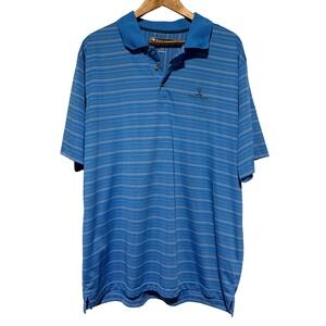Pebble Beach Performance Polo Shirt Mens XXL Blue Stripe Golf Short Sleeve